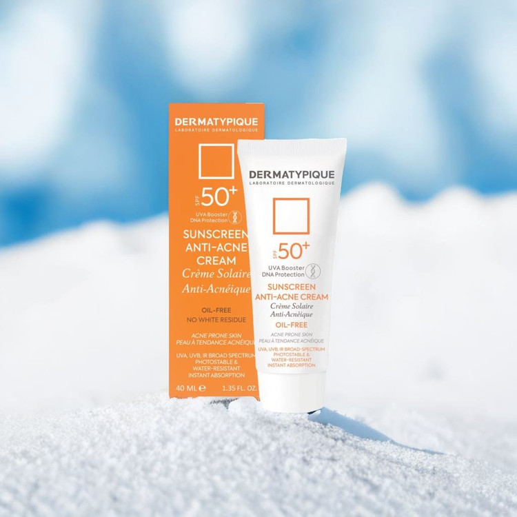 کرم ضد آفتاب +SPF50 ضد جوش فاقد چربی بی رنگ درماتیپیک 40 میل DERMATYPIQUE SPF 50 + Anti-Acne Cream Oil Free SunScreen 40 ml
